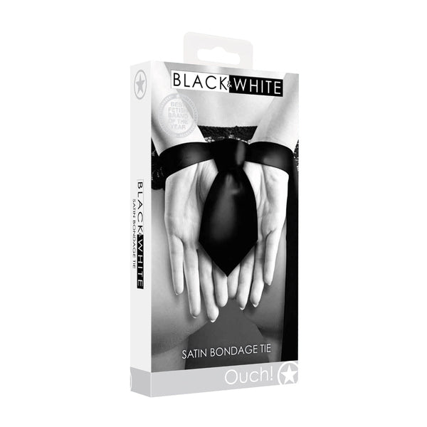 Ouch! Black & White Satin Bondage Tie Black - TruLuv Novelties