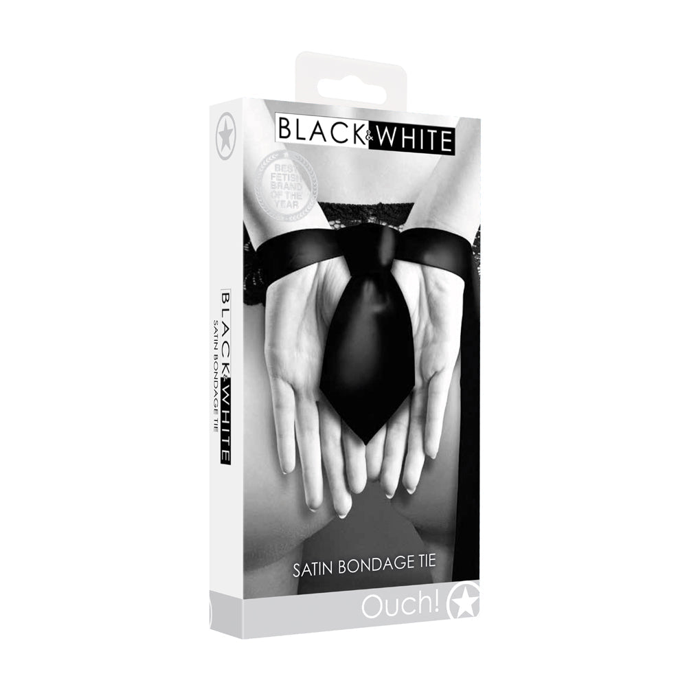 Ouch! Black & White Satin Bondage Tie Black - TruLuv Novelties