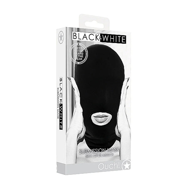 Ouch! Black & White Submission Mask With Open Mouth Black - TruLuv Novelties