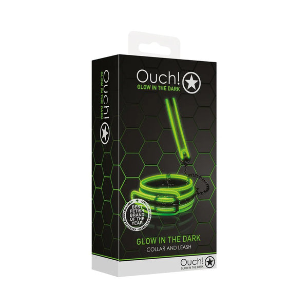 Ouch! Glow in the Dark Collar and Leash Set Neon Green - TruLuv Novelties