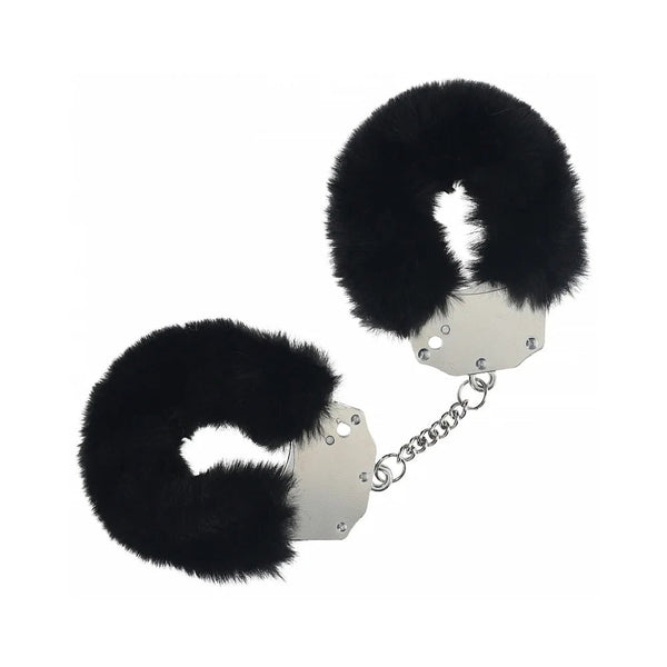 Ouch! Heavy - Duty Fluffy Handcuffs Black - TruLuv Novelties