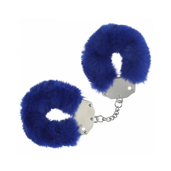 Ouch! Heavy - Duty Fluffy Handcuffs Navy - TruLuv Novelties