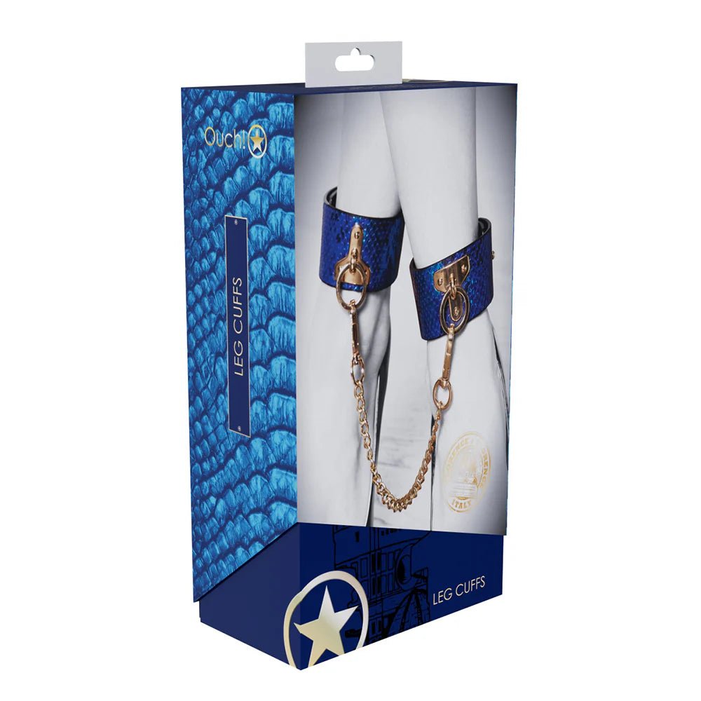 Ouch! International Florence Collection Leg Cuffs Blue - TruLuv Novelties