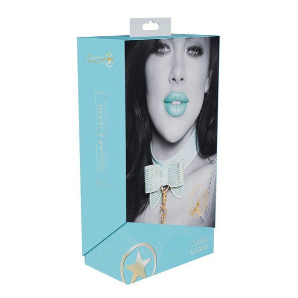 Ouch! International Paris Collection Collar with Leash Blue - TruLuv Novelties
