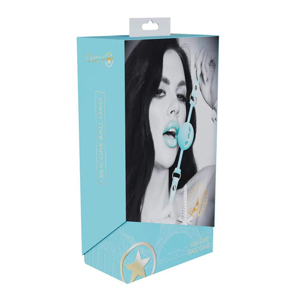 Ouch! International Paris Collection Silicone Ball Gag Blue - TruLuv Novelties