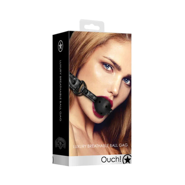 Ouch! Luxury Adjustable Breathable Ball Gag Black - TruLuv Novelties