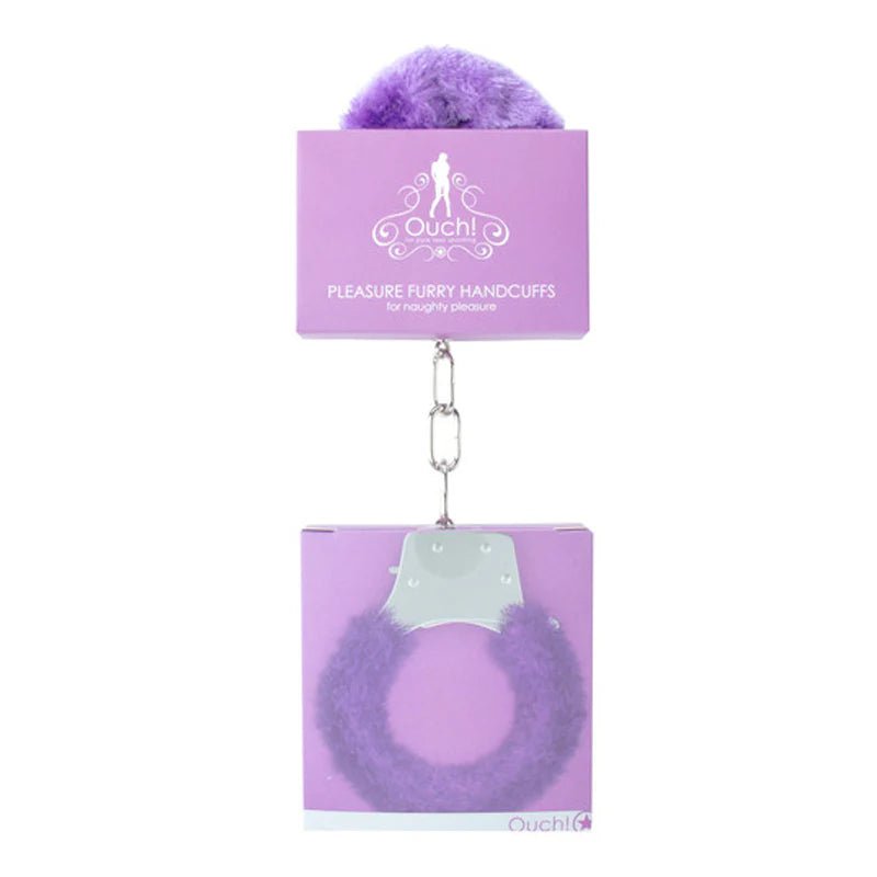 Ouch! Pleasure Furry Handcuffs With Quick - Release Purple - TruLuv Novelties