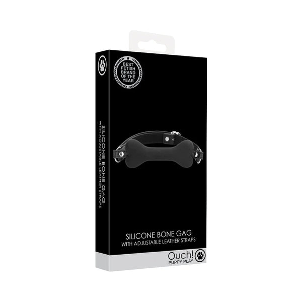 Ouch! Puppy Play Silicone Bone Gag Black - TruLuv Novelties