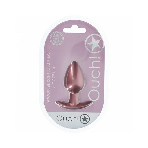 Ouch! Smooth Silicone Anal Plug Medium 3.1 in. Rose Gold - TruLuv Novelties