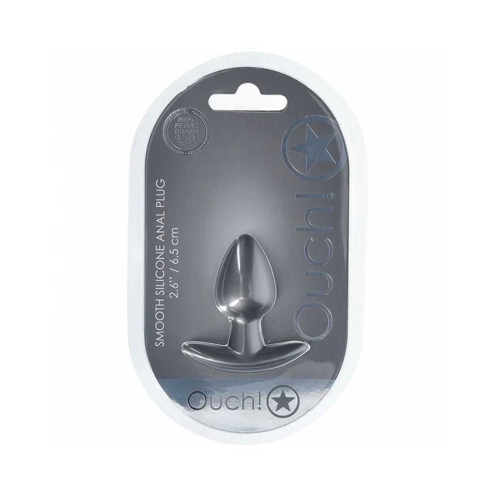 Ouch! Smooth Silicone Anal Plug Small 2.6 in. Gun Metal - TruLuv Novelties