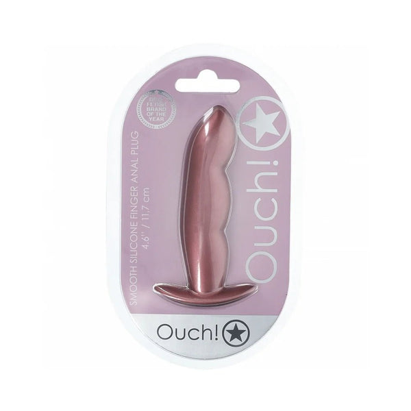 Ouch! Smooth Silicone Finger Anal Plug 4.6 in. Rose Gold - TruLuv Novelties