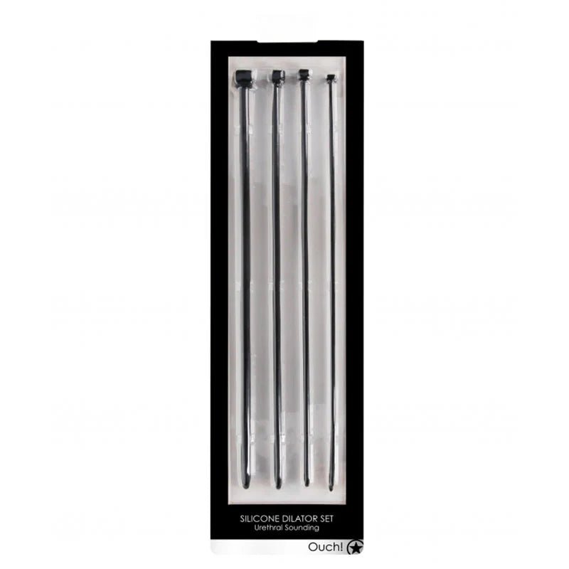 Ouch! Urethral Sounding 4 - Piece Silicone Dilator Set Black - TruLuv Novelties