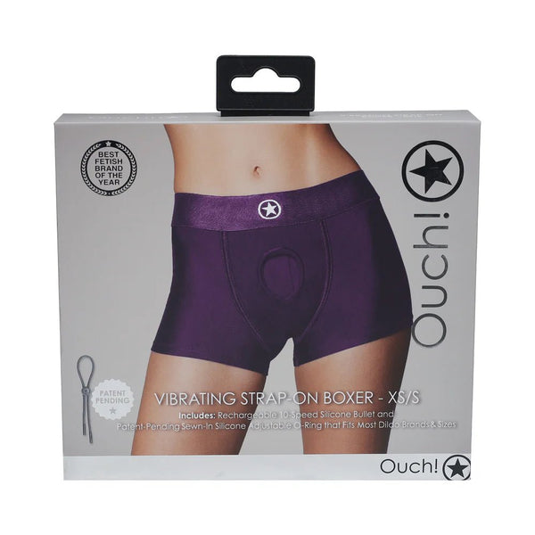 Ouch! Vibrating Strap - on Boxer Purple XS/S - TruLuv Novelties