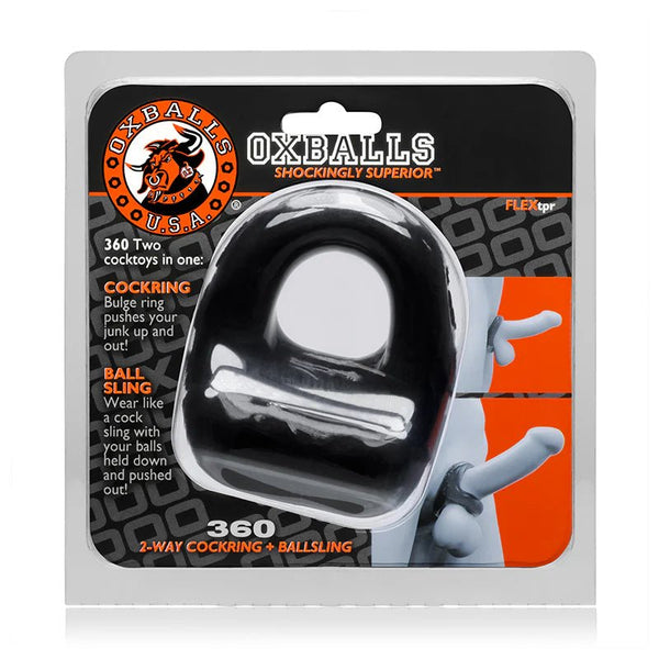 OxBalls 360, Cockring & Ballsling, Black - TruLuv Novelties