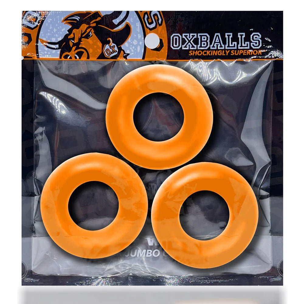 Oxballs Fat Willy 3 - Pack Jumbo Cockrings Orange - TruLuv Novelties