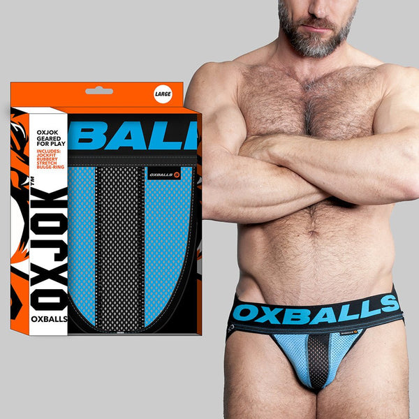 Oxballs Oxjok Airmesh Swagger Slider-Strap Jock Sky Blue L - TruLuv Novelties