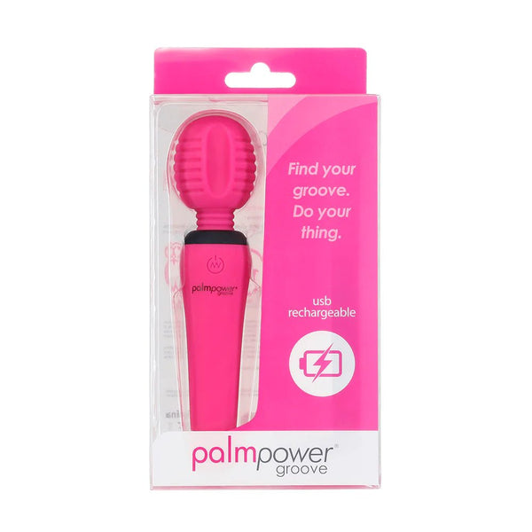 PalmPower Groove Rechargeable Silicone Mini Wand Massager Fuchsia - TruLuv Novelties