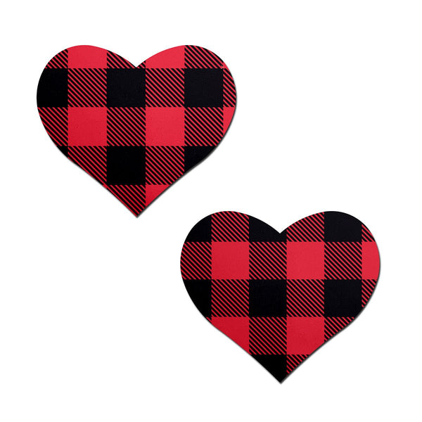 Pastease Buffalo Plaid Heart Pasties Red - TruLuv Novelties