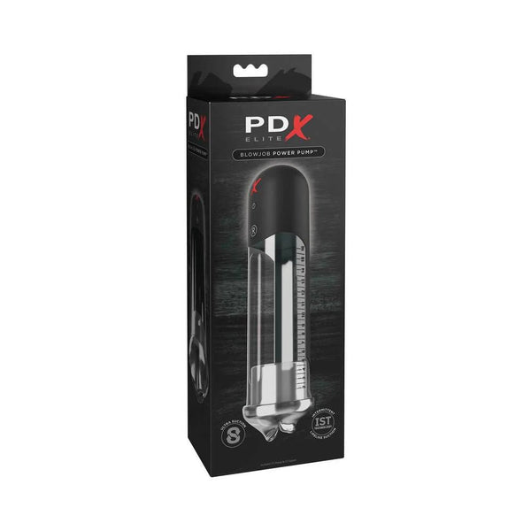 PDX Elite Blowjob Power Pump Automated Suction Clear/Black - TruLuv Novelties