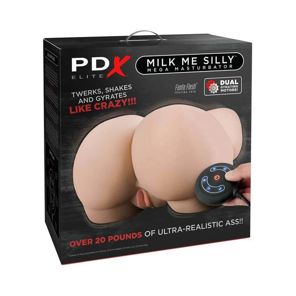 PDX Elite Milk Me Silly Remote - Controlled Vibrating Rotating Dual - Entry Mega Masturbator Beige - TruLuv Novelties