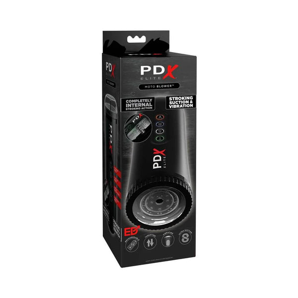 PDX Elite Moto Blower Rechargeable Thrusting Vibrating Suction Masturbator Clear/Black - TruLuv Novelties