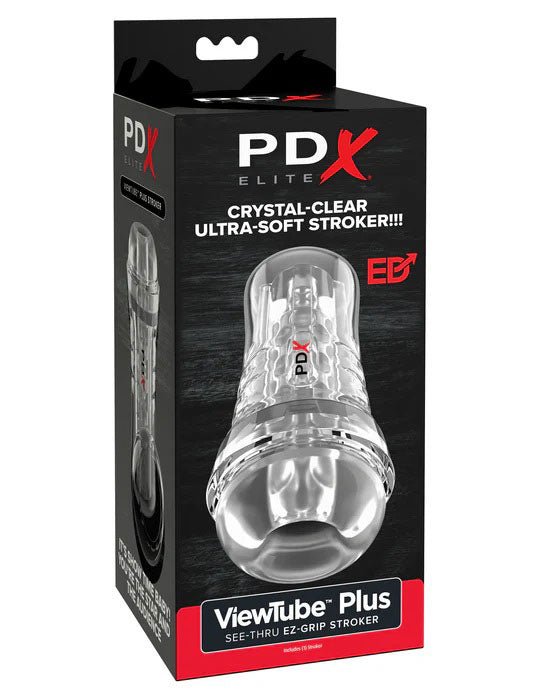 Pdx Elite Viewtube Plus See - Thru Ez - Grip Stroker - Clear - TruLuv Novelties