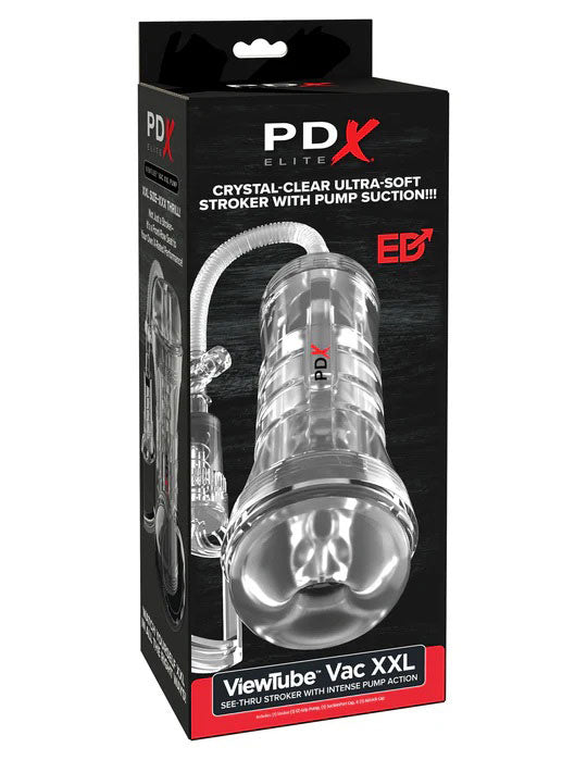 Pdx Elite Viewtube Vac XXL Pump See - Thru Ez - Grip Pump Stroker - Clear - TruLuv Novelties