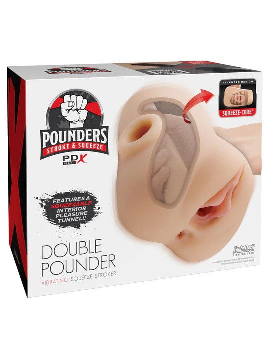 Pdx Plus Double Pounder Vibrating Squeeze Stroker - Light - TruLuv Novelties