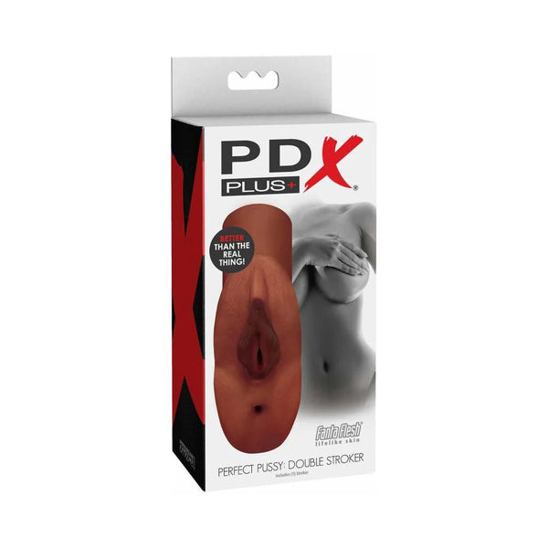 PDX Plus Perfect Pussy Double Stroker Brown - TruLuv Novelties