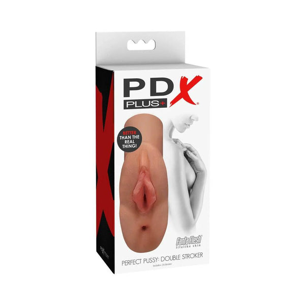 PDX Plus Perfect Pussy Double Stroker Tan - TruLuv Novelties