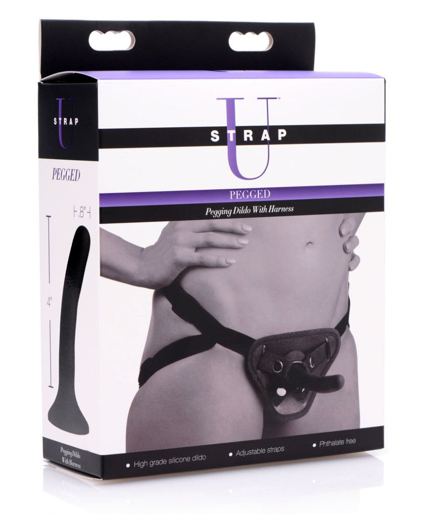 Pegged - Pegging Dildo With Harness - Black - TruLuv Novelties