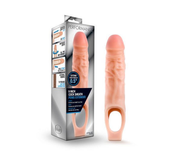 Performance - 9 Inch Cock Sheath Penis Extender - Vanilla - TruLuv Novelties