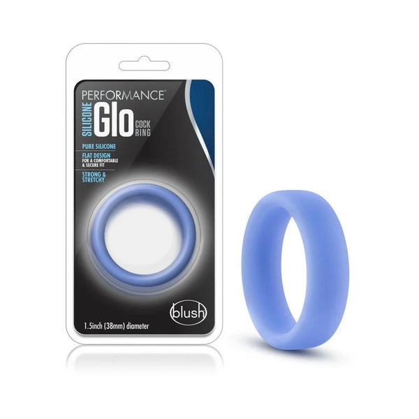 Performance Silicone Glo Cock Ring Blue Glow - TruLuv Novelties