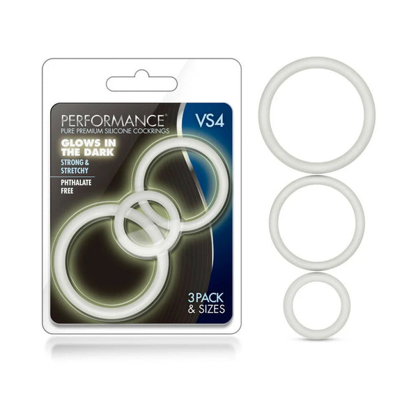 Performance VS4 Pure Premium Silicone Cockrings 3 - Pack Set White - TruLuv Novelties