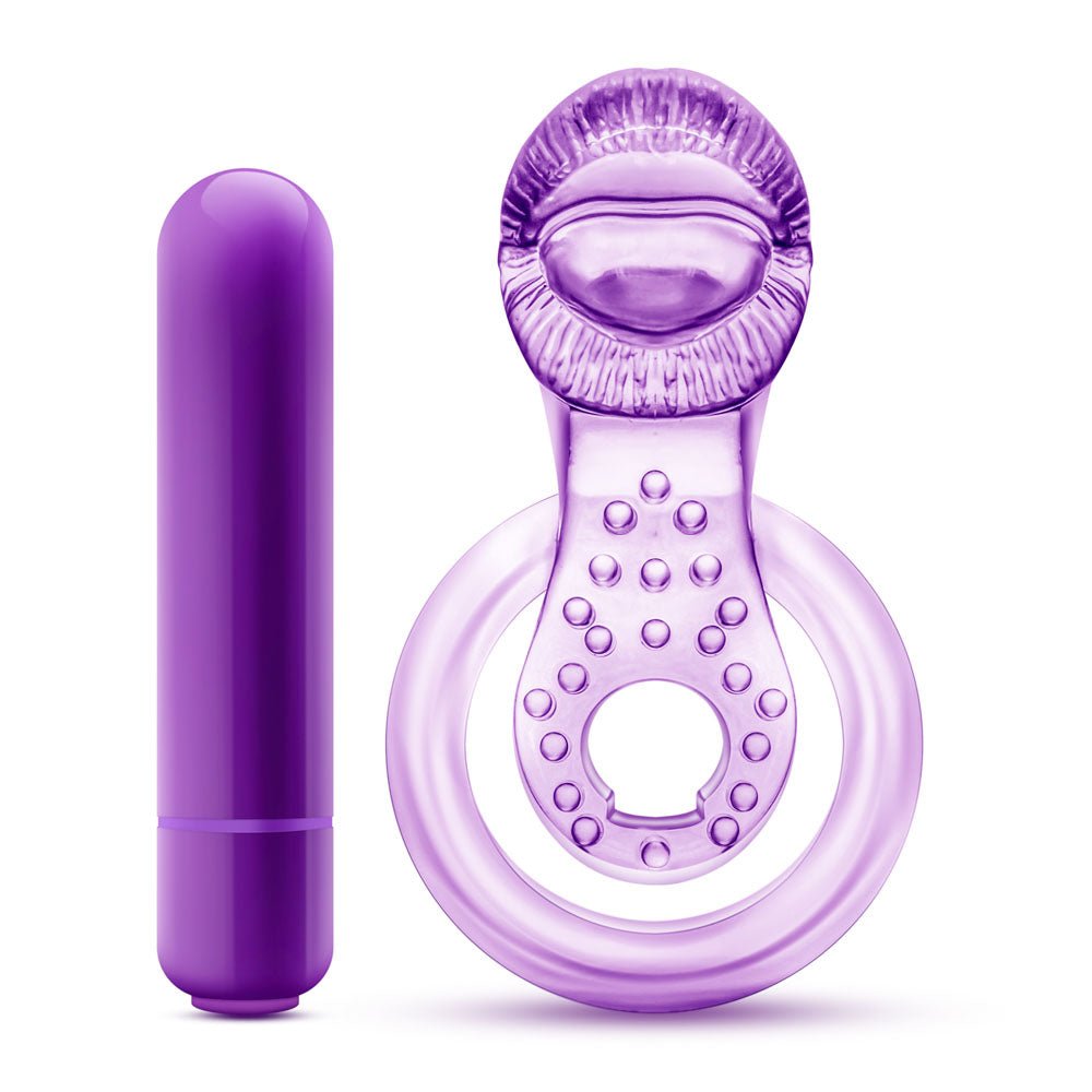 Play With Me - Lick It - Vibrating Double Strap Cockring - Purple - TruLuv Novelties