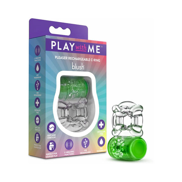 Play With Me Pleaser Rechargeable C - Ring Neon Green - TruLuv Novelties