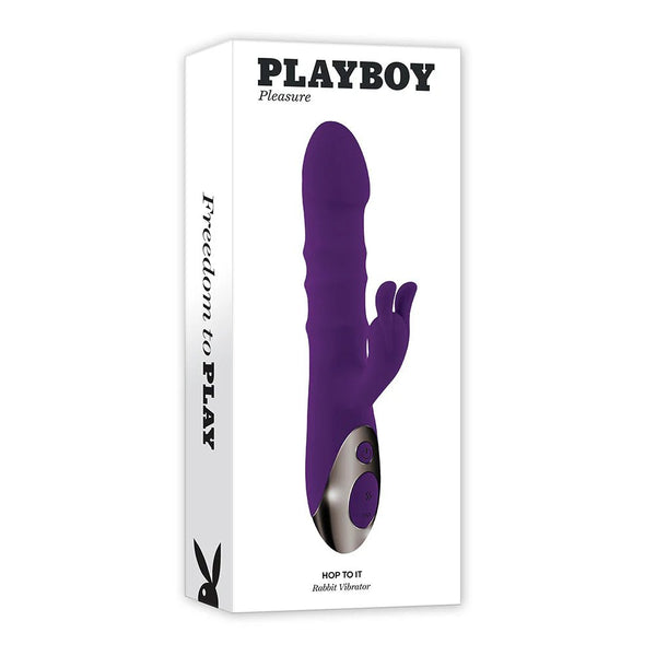 Playboy Hop To It Rechargeable Thrusting Silicone Dual Stimulation Vibrator Acai - TruLuv Novelties