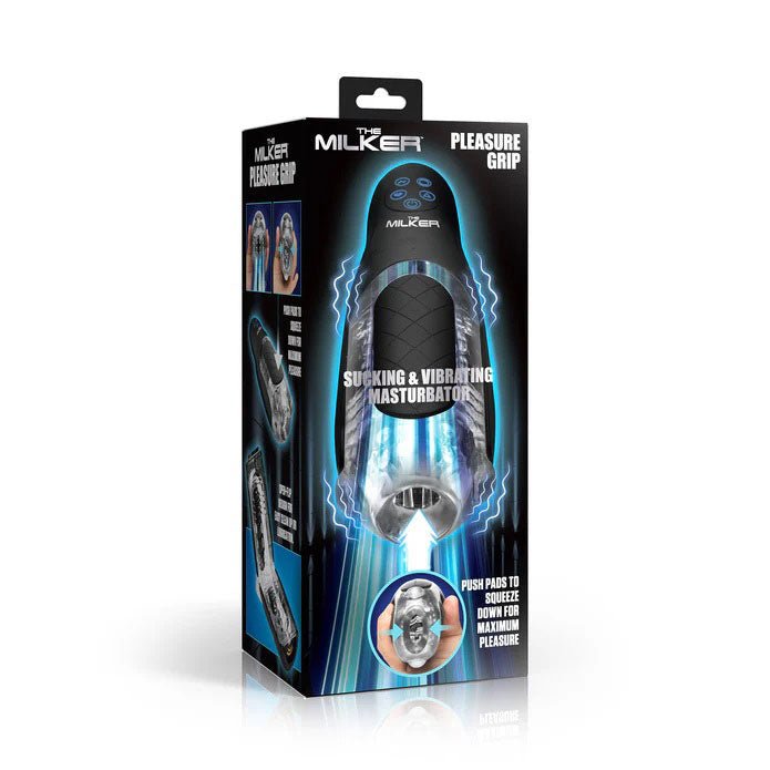 Pleasure Grip Sucking and Vibrating Masturbator - Black - TruLuv Novelties