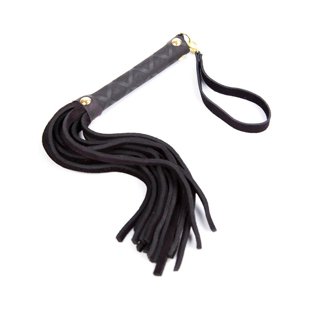Ple'sur 11 in. Mini Leather Flogger Black - TruLuv Novelties