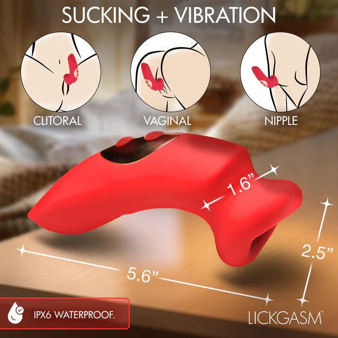 Plump Kiss Sucking and Vibrating Clitoral Stimulator - Red - TruLuv Novelties