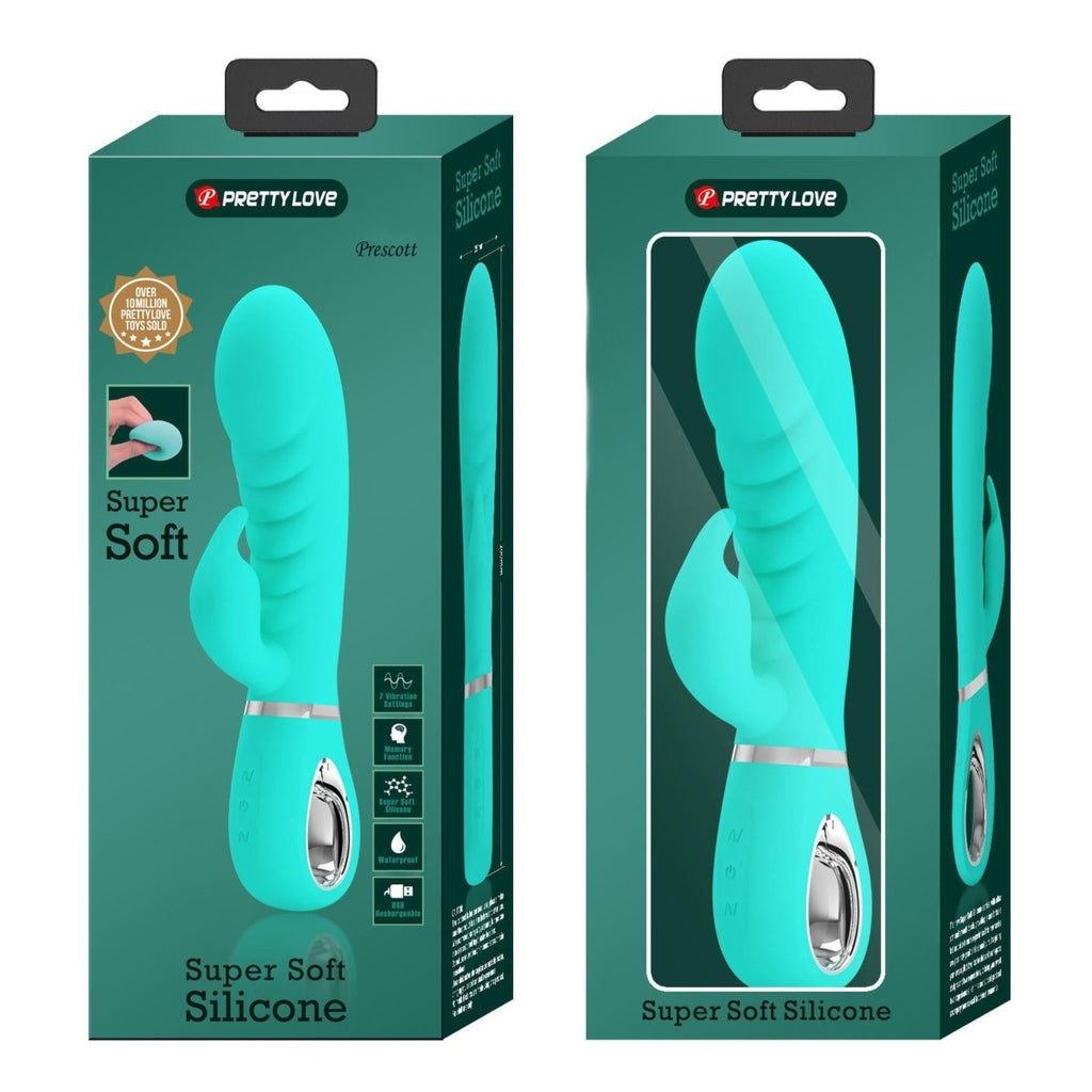 Prescott Super Soft Rabbit Silicone Vibrator - Vibrator - Teal - TruLuv Novelties