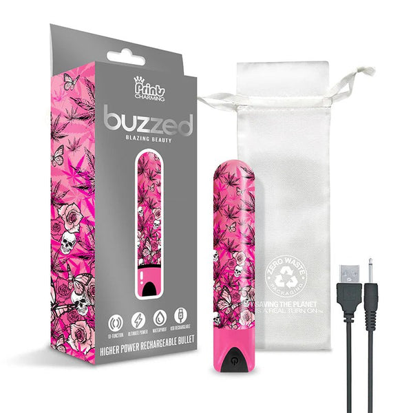 Prints Charming Buzzed Rechargeable Bullet - Blazing Beauty - Pink - TruLuv Novelties
