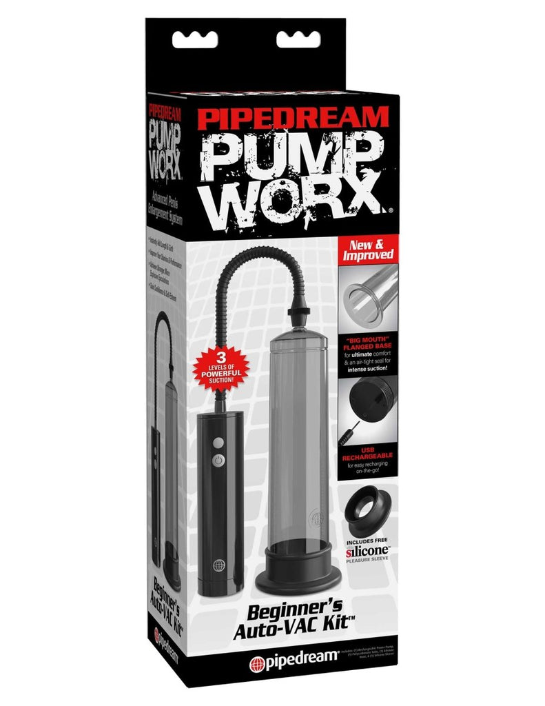 Pump Worx Beginners Rechargeable Auto Vac Kit - Smoke - Black - TruLuv Novelties