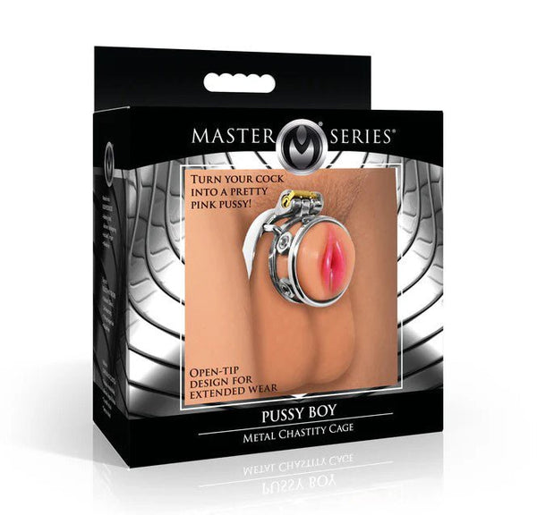Pussy Boy Metal Chastity Cage - Silver - TruLuv Novelties