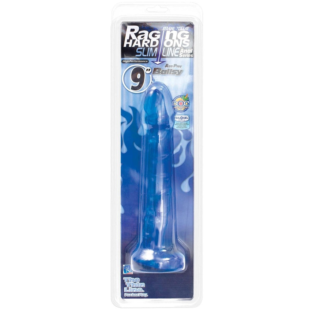 Raging Hard-Ons Slimline Cobalt Blue Jellie - 9 Inches - Ballsy - TruLuv Novelties