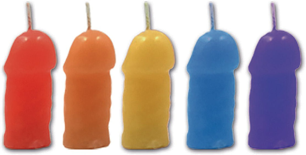 Rainbow Pecker Party Candles - 5 Pack - TruLuv Novelties