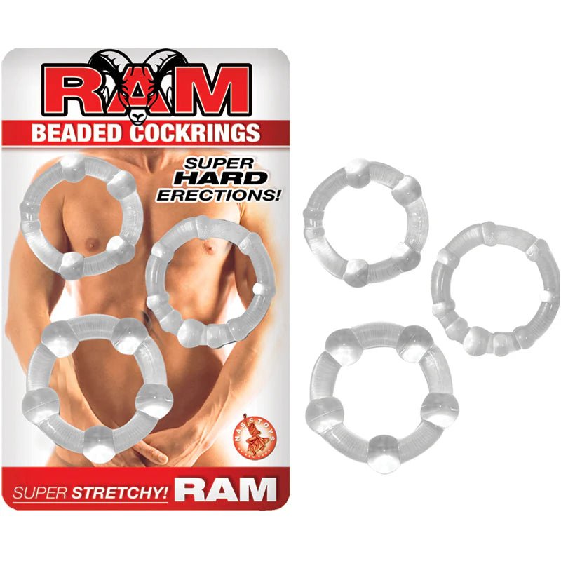 Ram Beaded Cockrings (Clear) - TruLuv Novelties