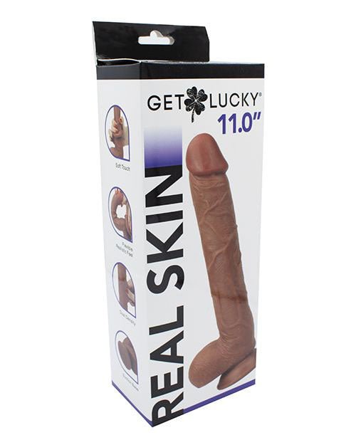 Real Skin 11” Dual Layer Dildo - Light Brown - TruLuv Novelties