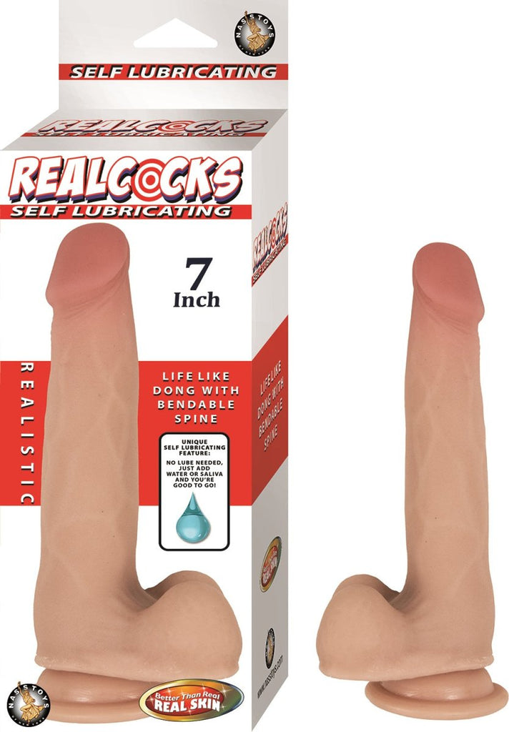 Realcocks Self Lubricating Dong - 7 Inch - Flesh - TruLuv Novelties