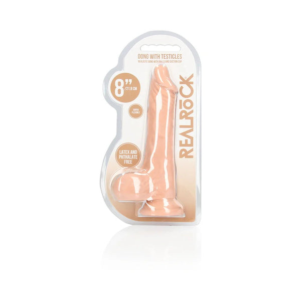 RealRock Realistic 8 in. Dildo With Balls and Suction Cup Beige - TruLuv Novelties